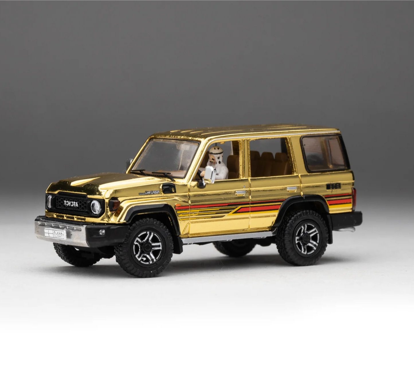 Toyota Land Cruiser 70 "Arab Exclusive" Gold Edition 1:64 Diecast - Rare SUV Collectible
