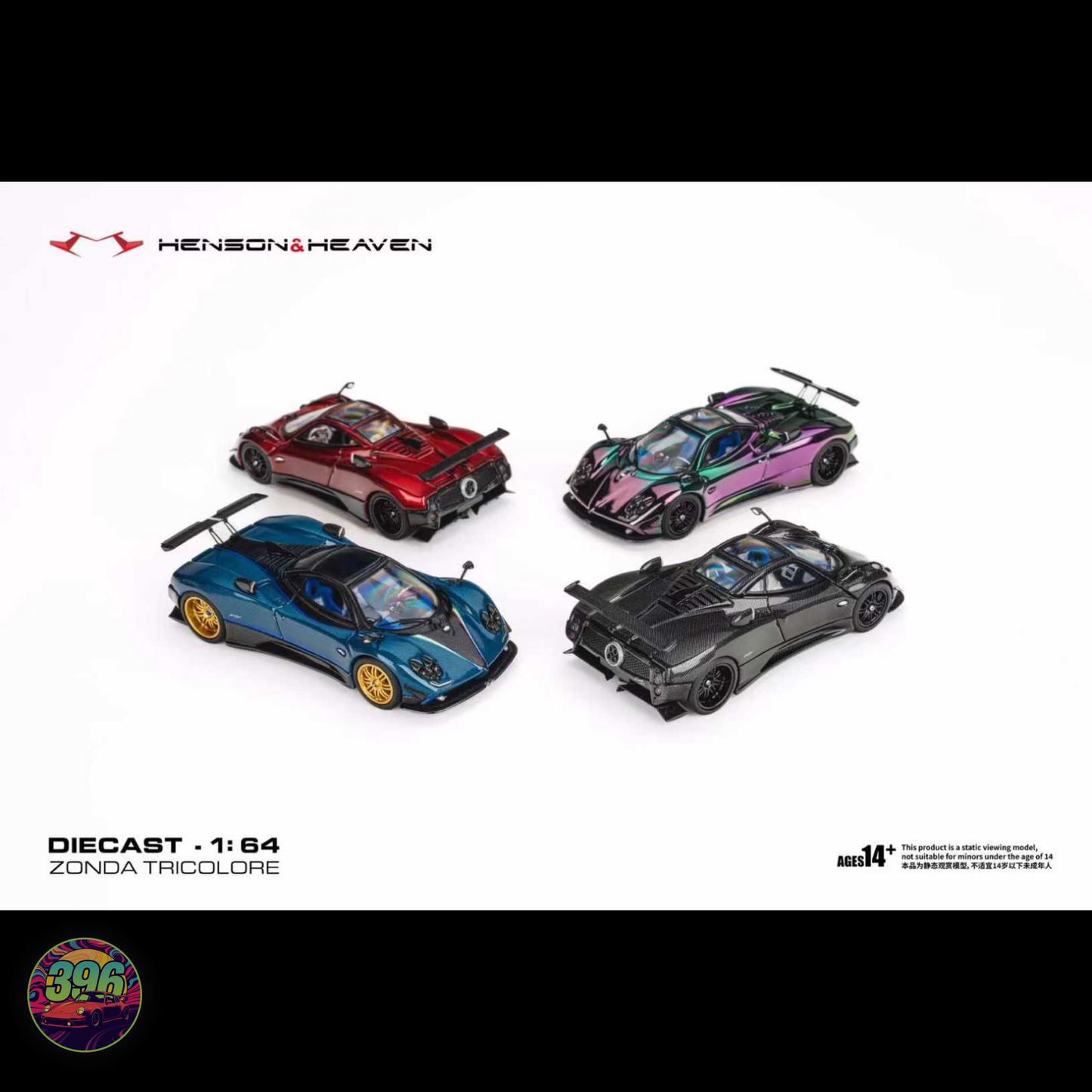 Henson & Heaven - Pagani Zonda in Fully Exposed Carbon Blue - 1:64 Diecast Model