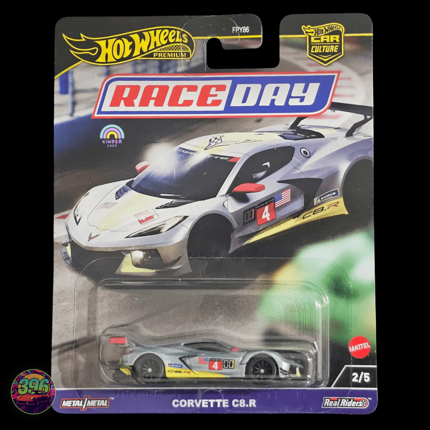 Corvette C8.R #4 Race Car Silver β Hot Wheels Premium Car Culture Race Day 1:64 Diecast (2/5)