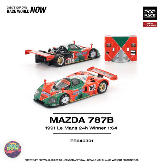 Pop Race - Mazda 787B 1991 Le Mans 24h Winner with Opening Hood & Engine Bay β 1:64 Diecast Model PR640301