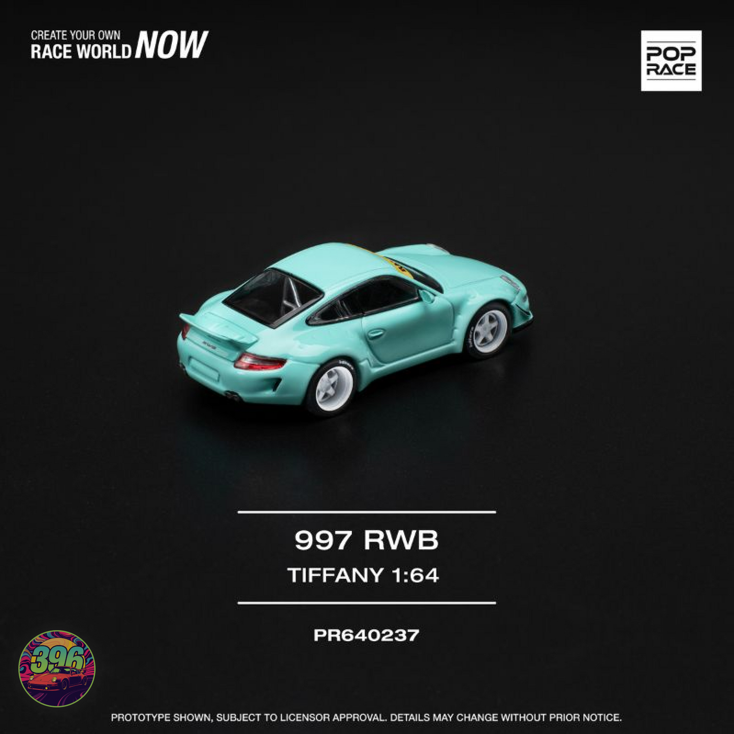 Pop Race - Porsche 997 RWB in Tiffany Blue β 1:64 Diecast Model PR640237