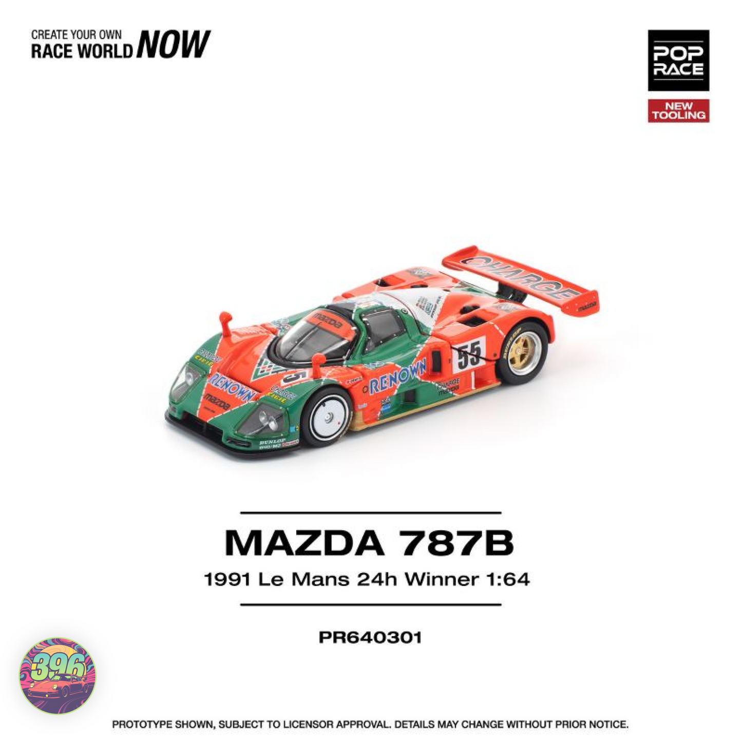 Pop Race - Mazda 787B 1991 Le Mans 24h Winner with Opening Hood & Engine Bay β 1:64 Diecast Model PR640301