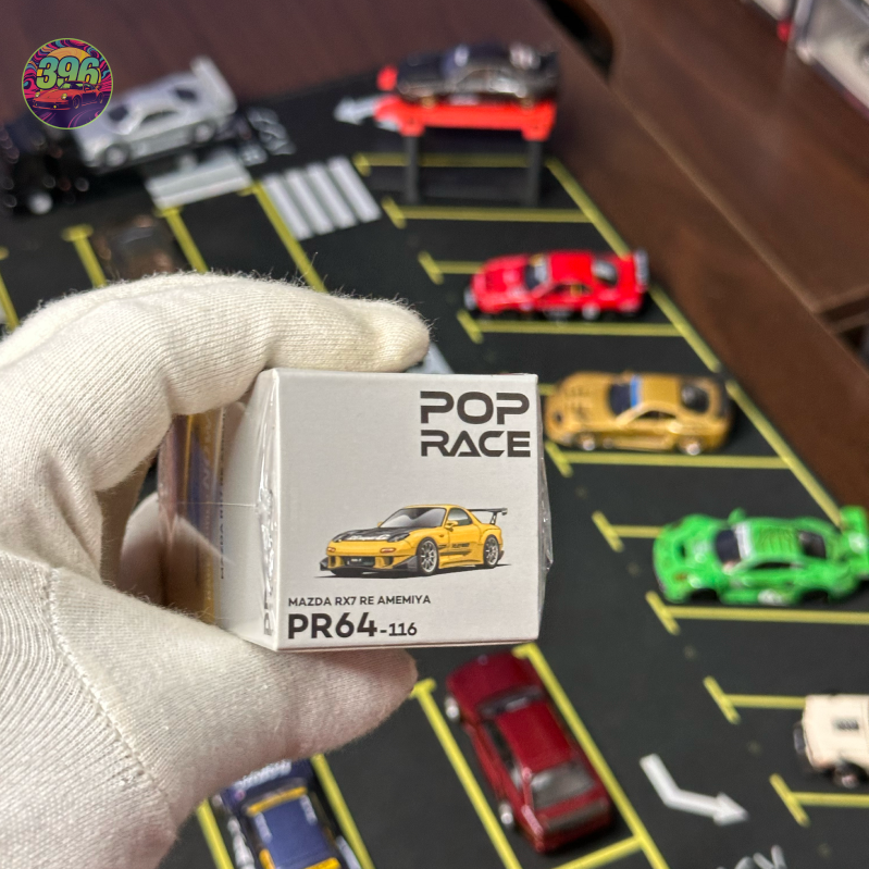 Pop Race RE Amemiya Mazda RX-7 (FD3S) 1:64 Diecast - Iconic Yellow JDM Rotary Masterpiece