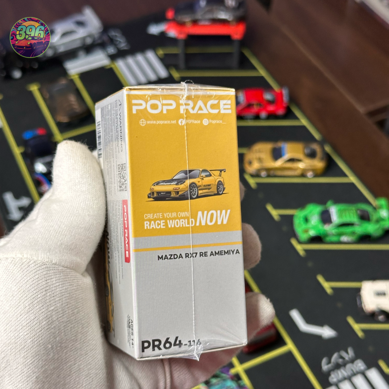 Pop Race RE Amemiya Mazda RX-7 (FD3S) 1:64 Diecast - Iconic Yellow JDM Rotary Masterpiece