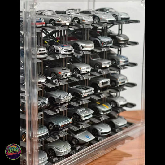 PitBox - Acrylic Display Case for 1:64 Diecast Models β Multi-Level Parking Garage Storage System