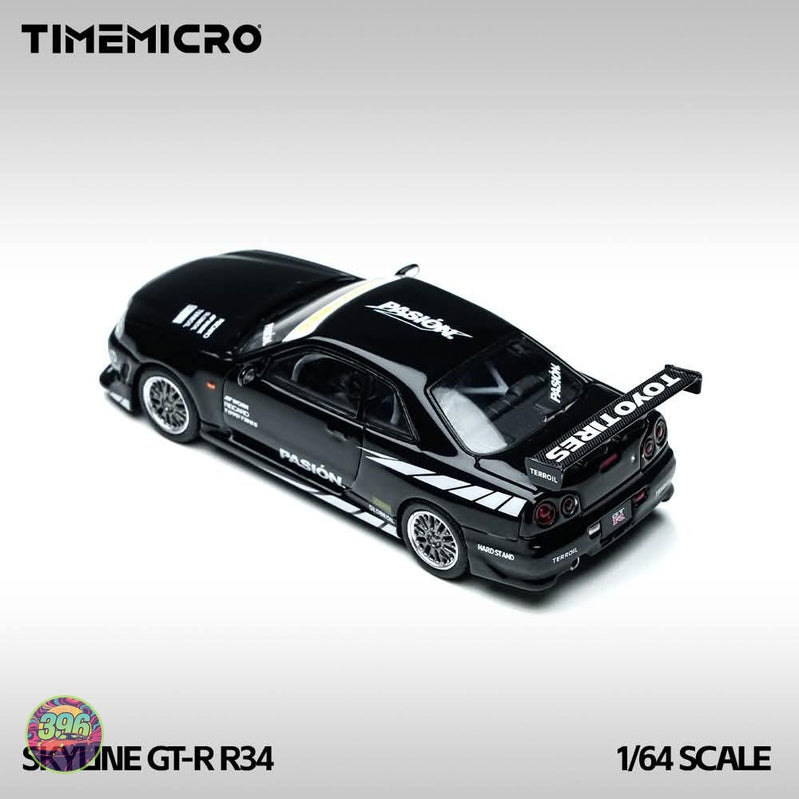 TimeMicro - Nissan Skyline GT-R R34 Black Toyo Tires Livery β 1:64 TimeMicro Diecast Model