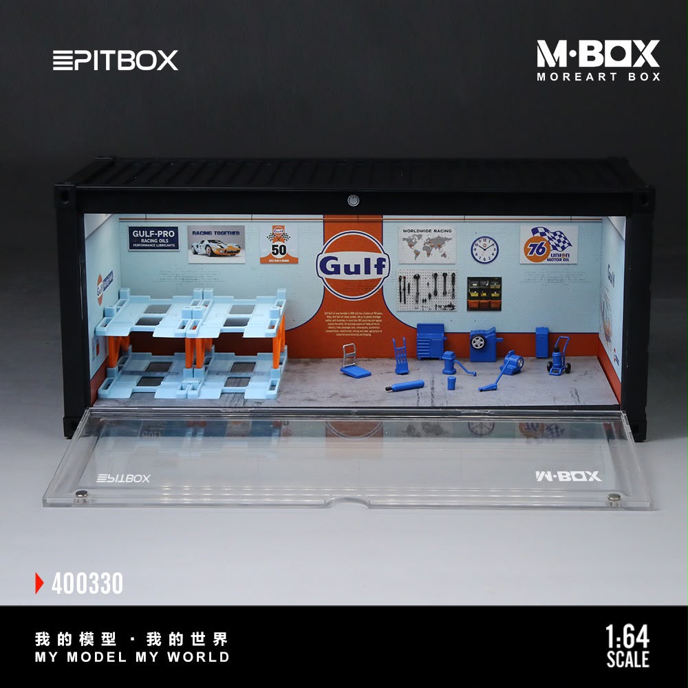 PREORDER] MBox by MoreArt - Gulf Racing Garage Diorama Display
