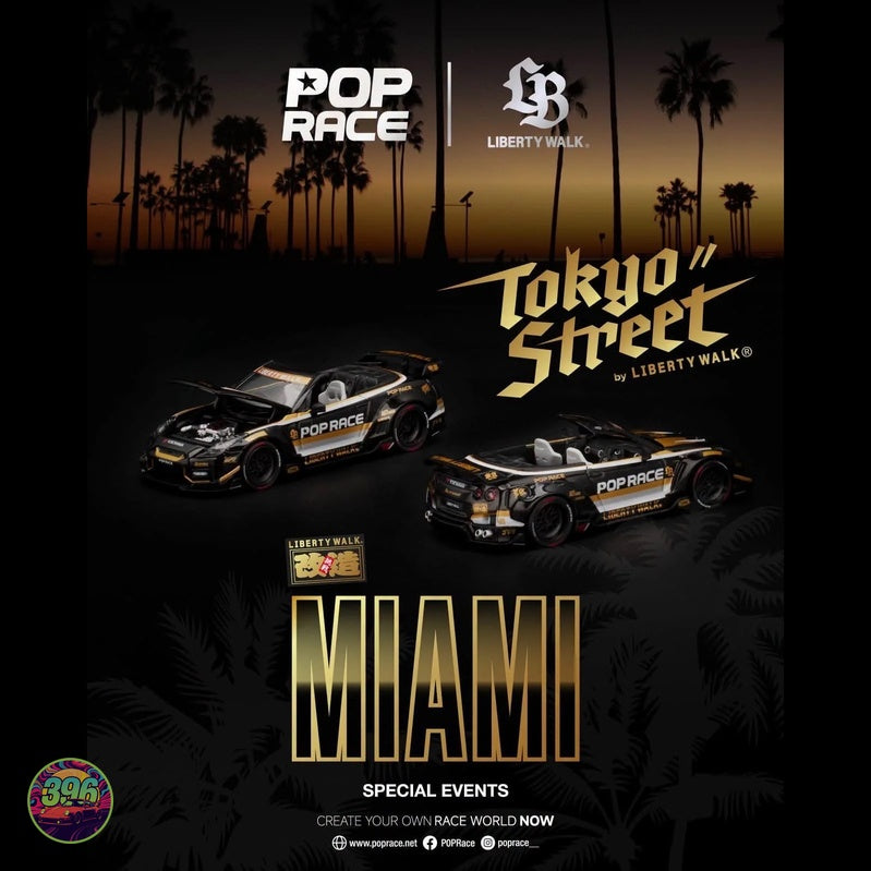 PopRace x Liberty Walk - Tokyo Street Miami Special Event Exclusive 3-Car Set – 1:64 PopRace Diecast Models