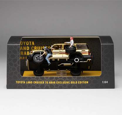 Toyota Land Cruiser 70 "Arab Exclusive" Gold Edition 1:64 Diecast - Rare SUV Collectible