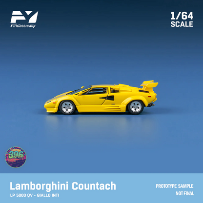 Finclassically - Lamborghini Countach LP500 in Yellow with Flip Up Lights - 1:64 Diecast Model