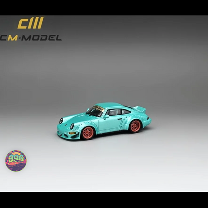 CM Model - Porsche 964 RWB with Extra Wheels in Green - 1:64 Diecast Model