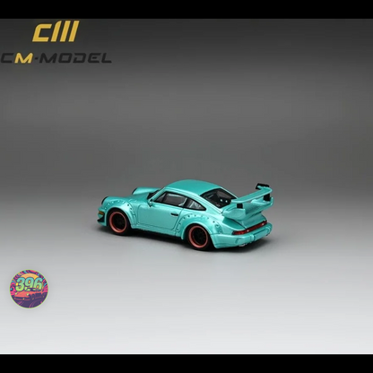 CM Model - Porsche 964 RWB with Extra Wheels in Green - 1:64 Diecast Model