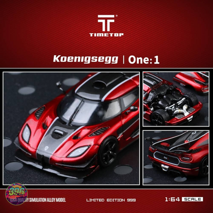 Time Top Koenigsegg One in Red Carbon Fibre 1:64 Diecast Model