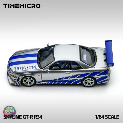 TimeMicro Nissan Skyline GT-R R34 Fast & Furious 1:64 Diecast Model
