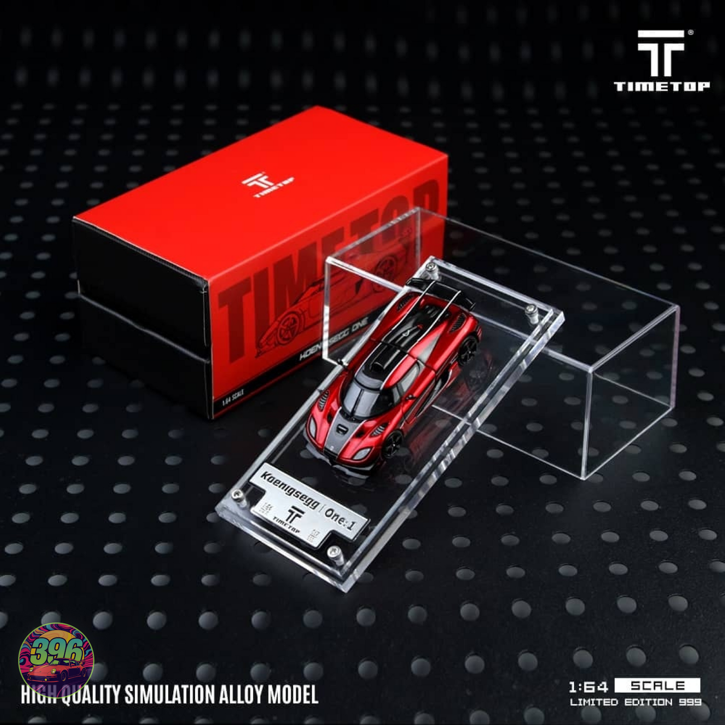 Time Top Koenigsegg One in Red Carbon Fibre 1:64 Diecast Model