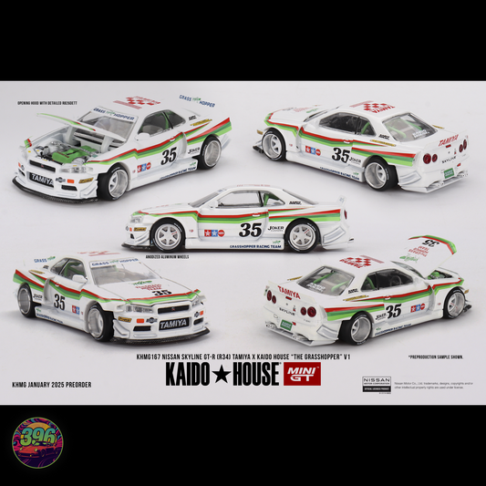 MiniGT Kaido House - Nissan Skyline GT-R R34 "The Grasshopper" [UNSEALED] - 1:64 Diecast Model