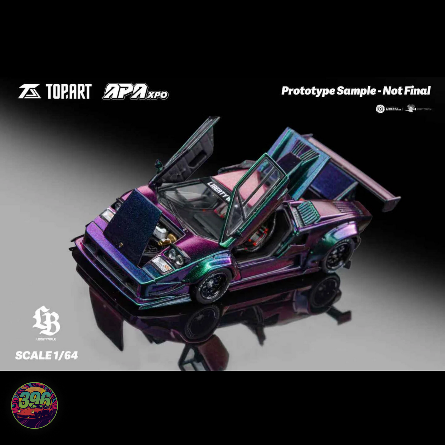 TopArt - LBWK Lamborghini Countach in Magic Purple 1:64 Diecast Model