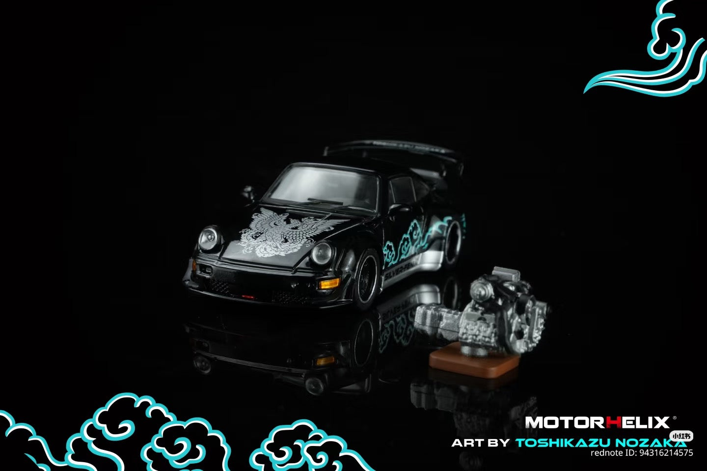 [PRE ORDER] MotorHelix - RWB Porsche 964 Silver-Fenix Black Art by Toshikazu Nozaka – 1:64 MotorHelix Diecast Model