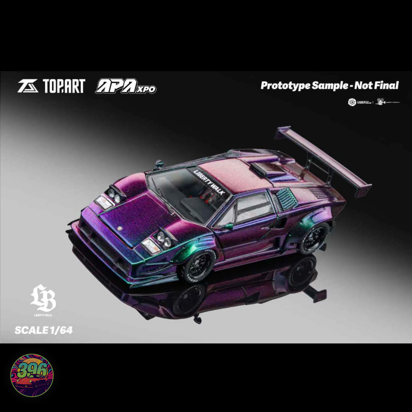 TopArt - LBWK Lamborghini Countach in Magic Purple 1:64 Diecast Model
