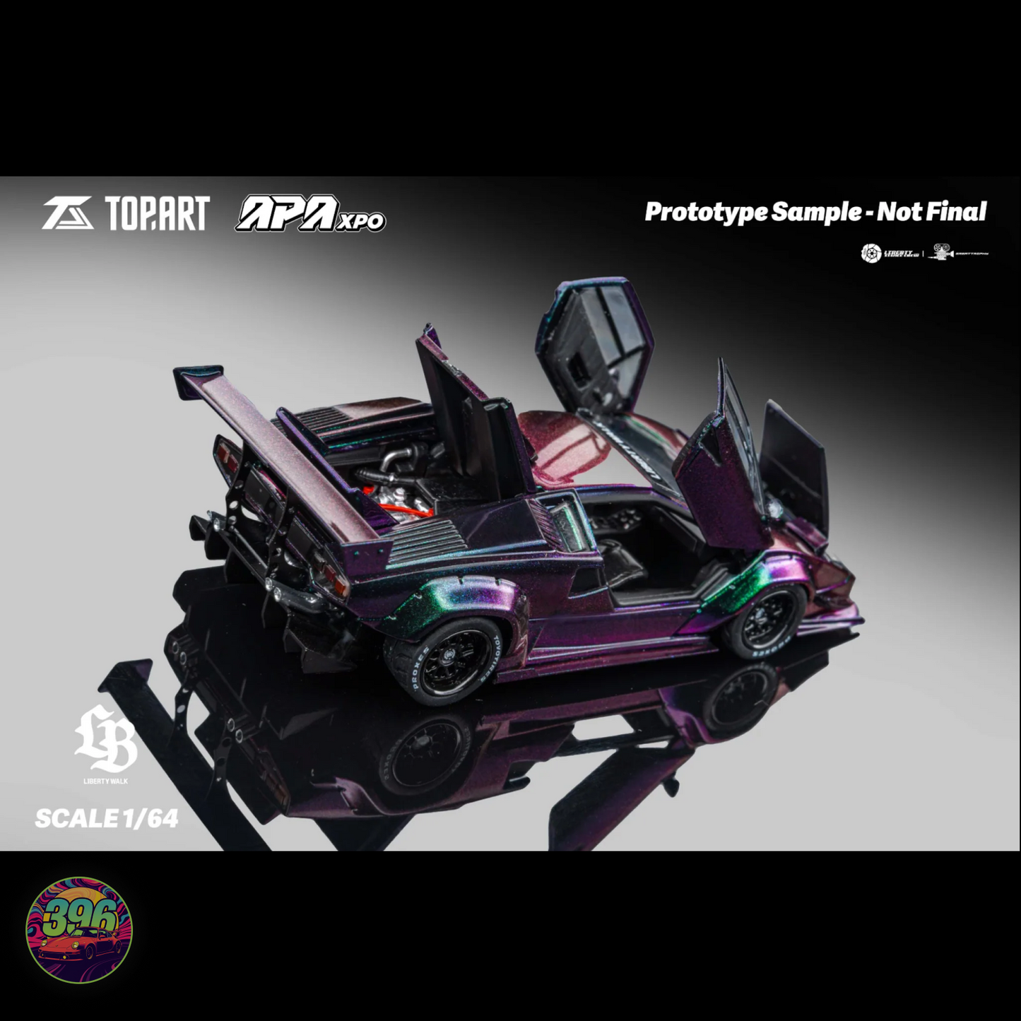 TopArt - LBWK Lamborghini Countach in Magic Purple 1:64 Diecast Model
