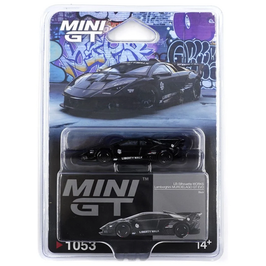 [BLISTER] LB-Silhouette WORKS Lamborghini Murciélago GT EVO Black – 1:64 Mini GT Diecast Model #1053