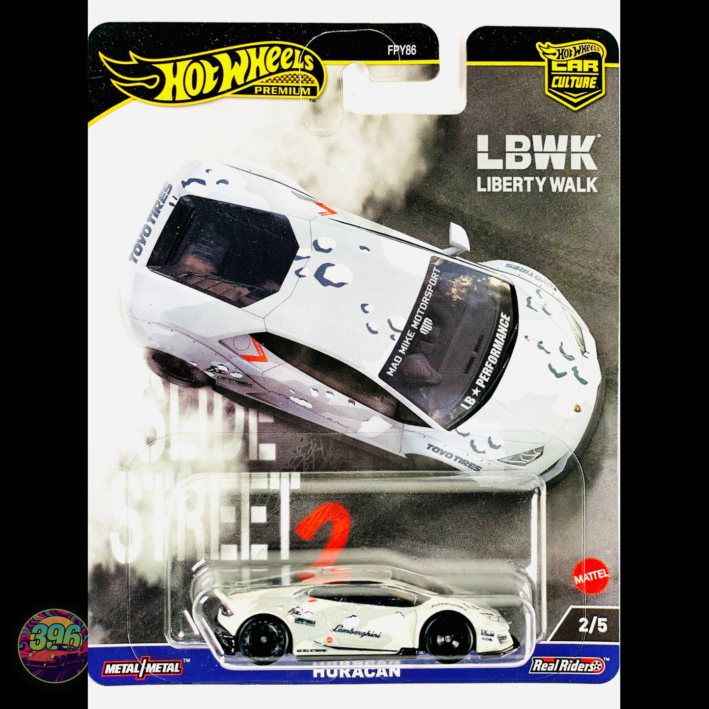 LBWK Liberty Walk Lamborghini Huracán White Mad Mike – Hot Wheels Premium Car Culture 1:64 Diecast (2/5)