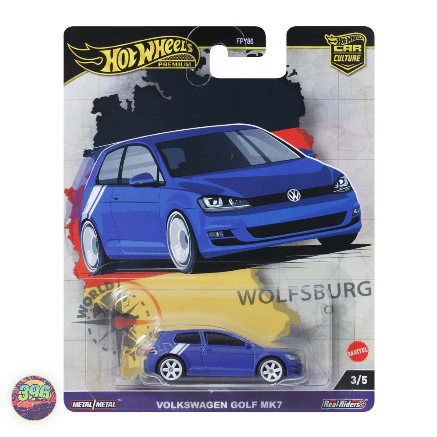 Volkswagen Golf MK7 Blue – Hot Wheels Premium Car Culture World Tour Wolfsburg 1:64 Diecast (3/5)