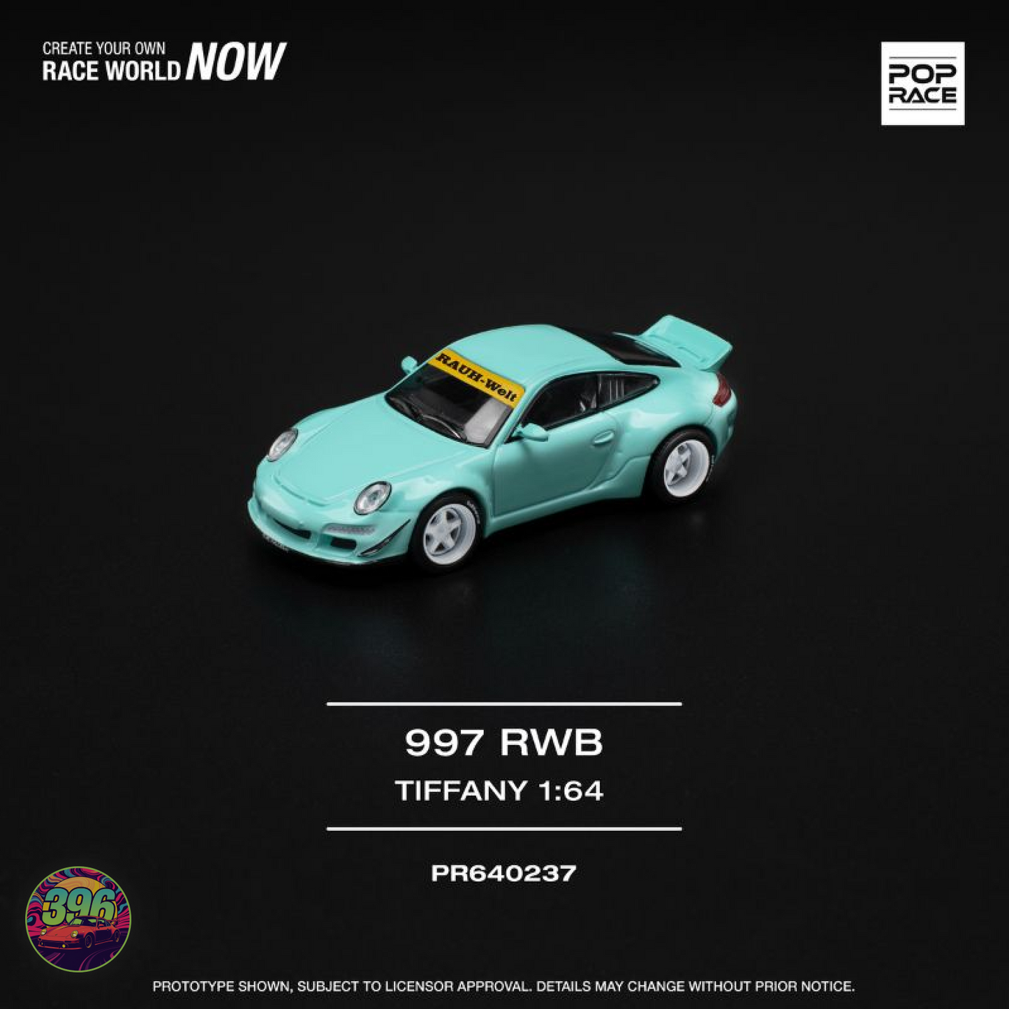 Pop Race - Porsche 997 RWB in Tiffany Blue – 1:64 Diecast Model PR640237