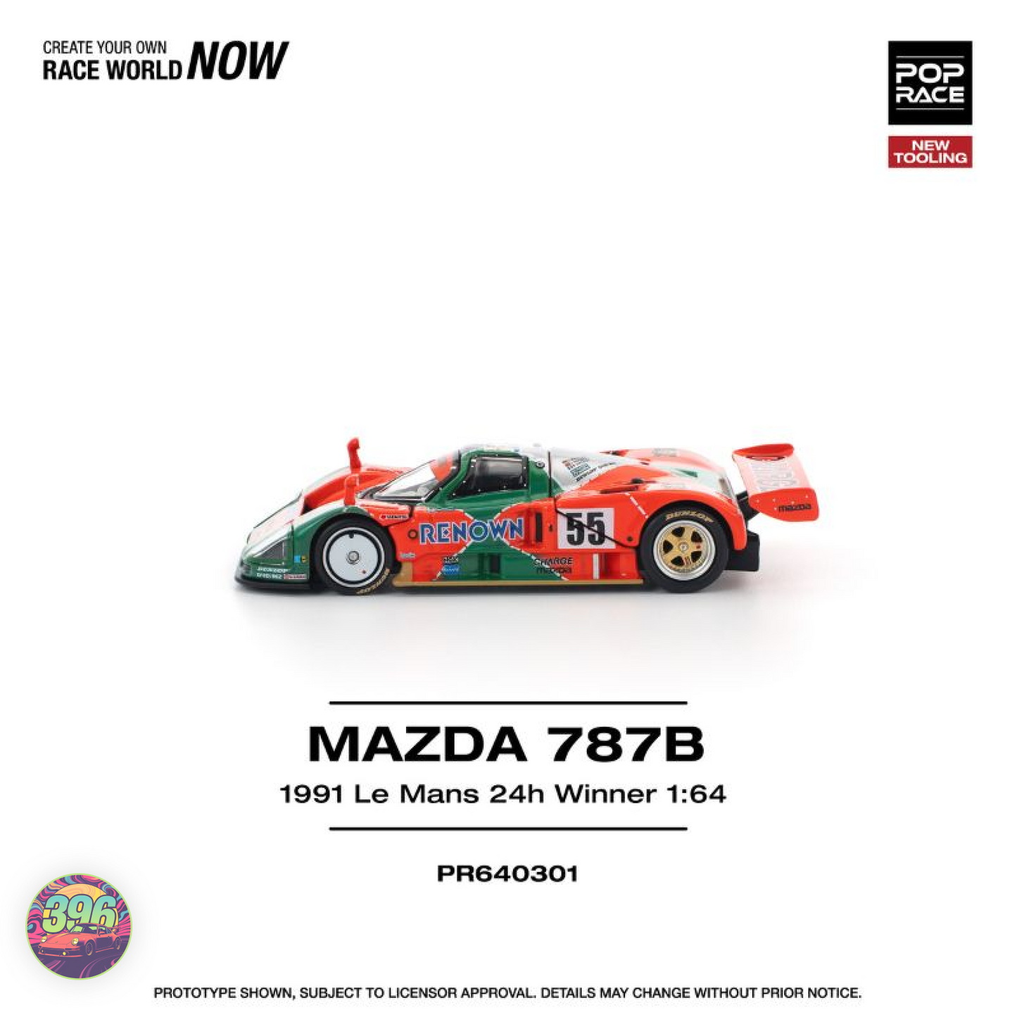 Pop Race - Mazda 787B 1991 Le Mans 24h Winner with Opening Hood & Engine Bay – 1:64  Diecast Model PR640301