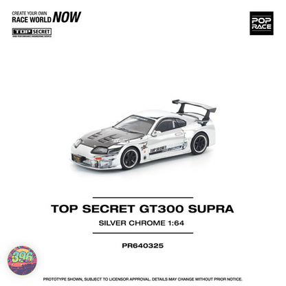 Pop Race - Top Secret GT300 Supra in Silver Chrome – 1:64 Diecast Model PR640325