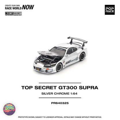 Pop Race - Top Secret GT300 Supra in Silver Chrome – 1:64 Diecast Model PR640325
