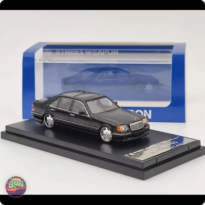 Street Warrior - Mercedes-Benz S-Class W140 Black AMG Wheels – 1:64 Street Warrior Diecast Model - Premium 1:64 Display Model