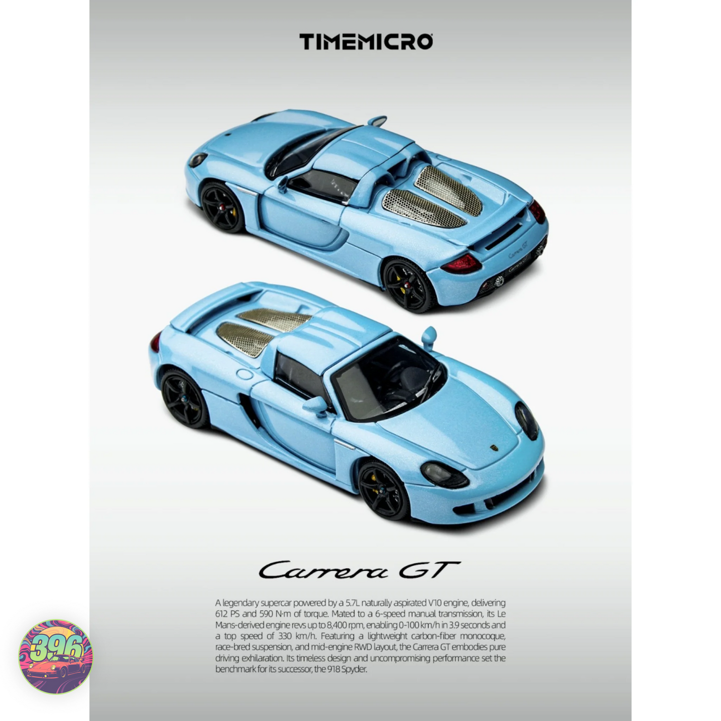 TimeMicro Porsche Carrera GT in Gulf Blue 1:64 Diecast Model
