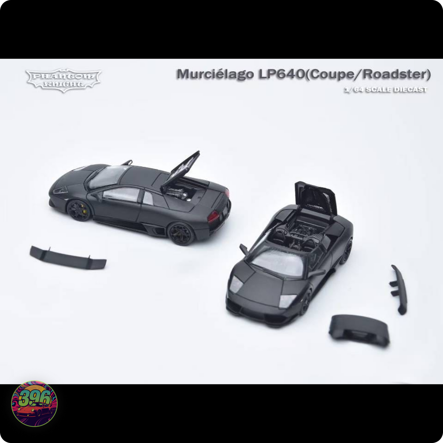 [PRE-ORDER] Phantom Knight - Lamborghini Murciélago LP640 Coupe & Roadster Matte Black – 1:64 Phantom Knight Diecast Model