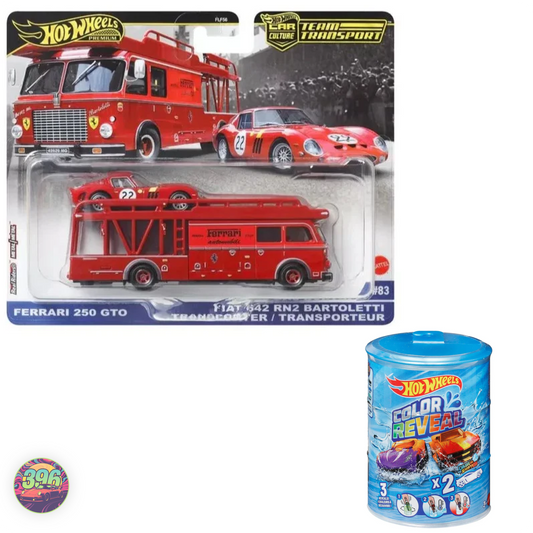 [MRP] Hot Wheels Team Transport - Ferrari Bartoletti Transporter + Color Reveal Shifters Combo – Hot Wheels Premium Car Culture Team Transport 1:64 Diecast Set #83