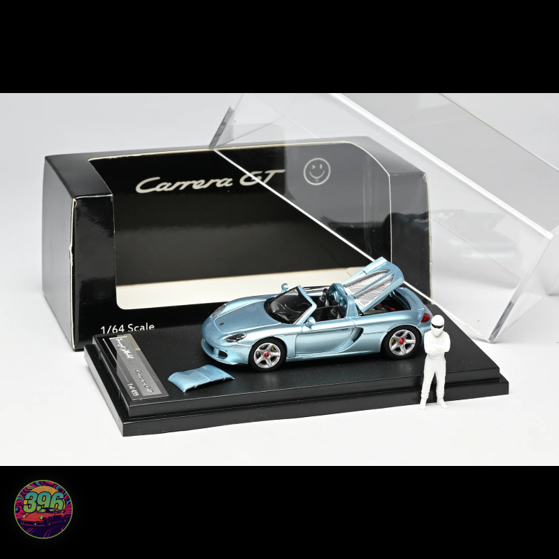 FunnyModel Porsche Carrera GT with Opening Engine Bay in Gulf Blue 1:64 Diecast Model