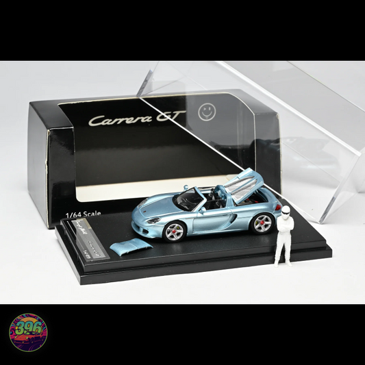 FunnyModel Porsche Carrera GT with Opening Engine Bay in Gulf Blue 1:64 Diecast Model