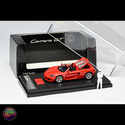 FunnyModel Porsche Carrera GT with Opening Engine Bay in Guards Red 1:64 Diecast Model