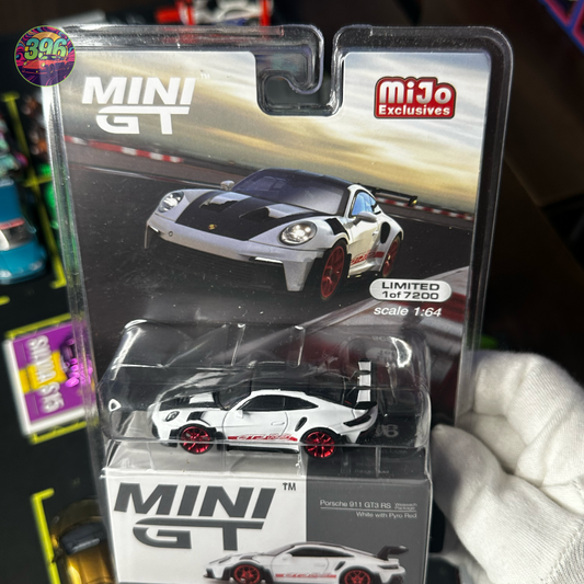 🔥 MiniGT Porsche GT3 RS (White with Pyro Red) Weissach Package - 1/64 Diecast Car