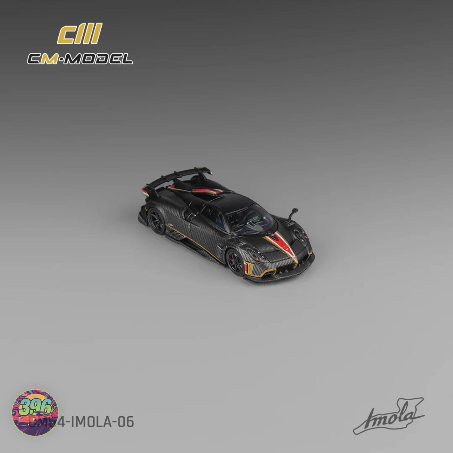 CM Model - Pagani Imola in Full Exposed Carbon with Red Highlights -  1:64 Diecast Model