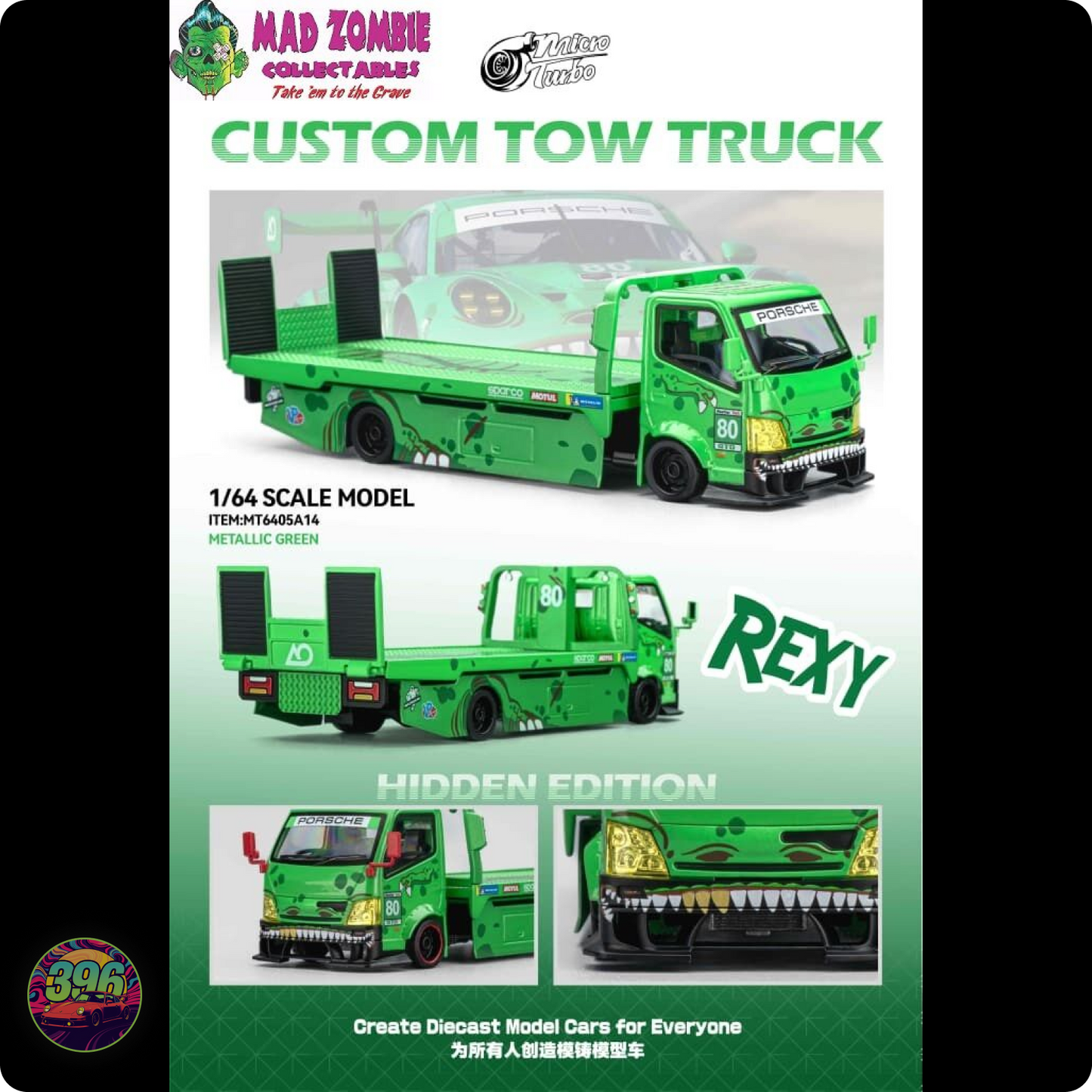 Mega Gear - Rexy Tow Truck (with chance of Chase) - 1:64 Micro Turbo Diecast Model