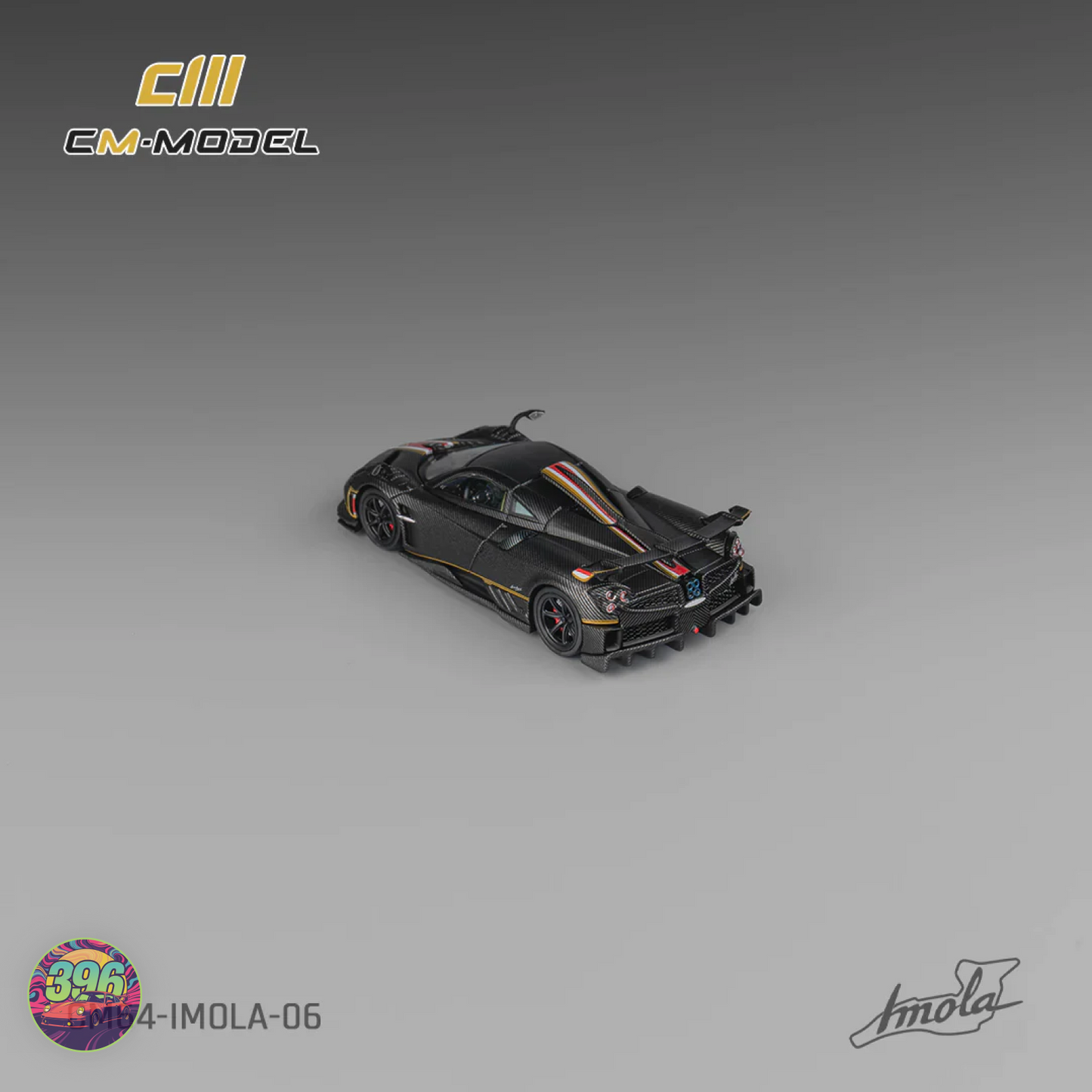 CM Model - Pagani Imola in Full Exposed Carbon with Red Highlights -  1:64 Diecast Model