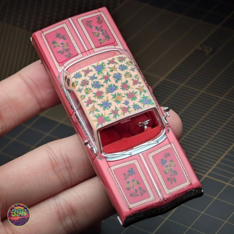 [PREORDER] 1964 Impala SS Lowrider – Pink with Roses Floral Livery – 1:64 Diecast Model