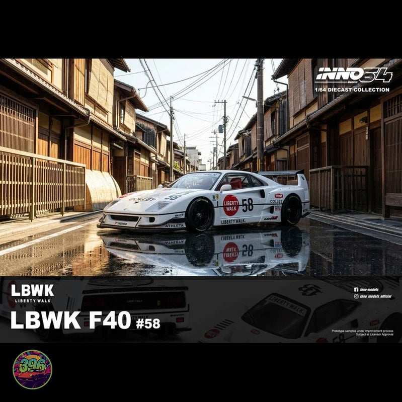 [PREORDER] Inno64 - Liberty Walk Ferrari F40 #58 White – 1:64 Inno64 Diecast Model