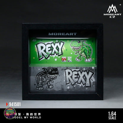 [PREORDER] MoreArt - Integrated Frame Dinosaur Painted Scene Display Diorama (REXY Green/ROXY Pink) – 1:64 MoreArt Diecast Model Accessory