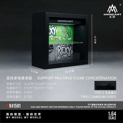 [PREORDER] MoreArt - Integrated Frame Dinosaur Painted Scene Display Diorama (REXY Green/ROXY Pink) – 1:64 MoreArt Diecast Model Accessory