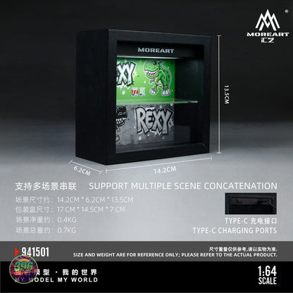 [PREORDER] MoreArt - Integrated Frame Dinosaur Painted Scene Display Diorama (REXY Green/ROXY Pink) – 1:64 MoreArt Diecast Model Accessory