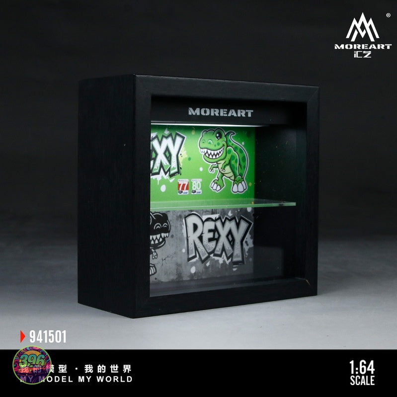 [PREORDER] MoreArt - Integrated Frame Dinosaur Painted Scene Display Diorama (REXY Green/ROXY Pink) – 1:64 MoreArt Diecast Model Accessory