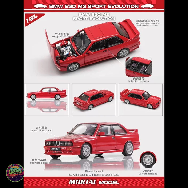 Mortal Model - BMW E30 M3 Sport Evolution in Pearl Red – 1:64 Mortal Model Diecast Model