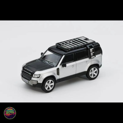 GCD x Enchery - Land Rover Defender 110 in Silver with Black Hood and Roof Rack – 1:64 GCD Diecast Model